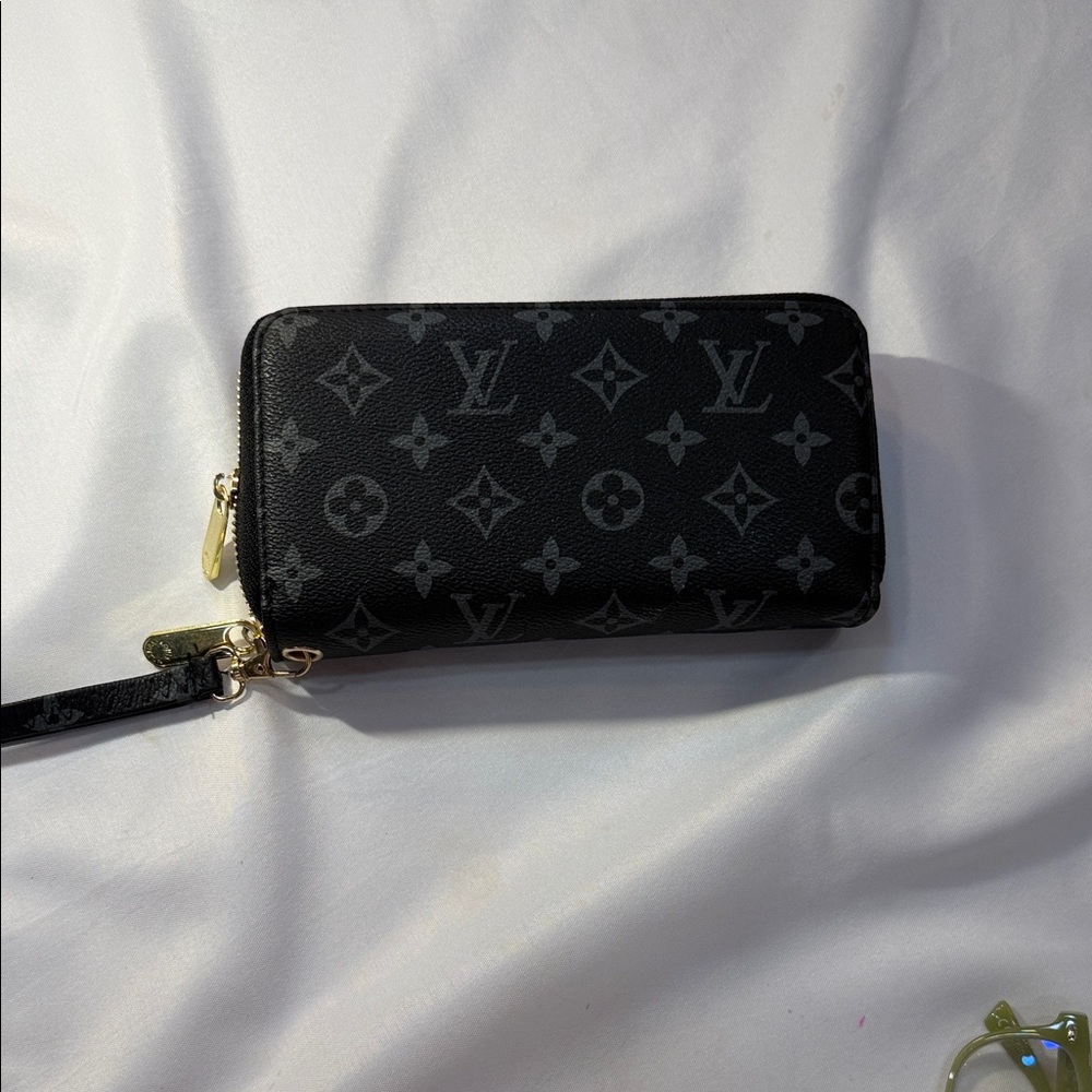 Black and Gray Monogram Wallet double zip